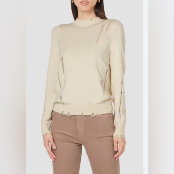 Hudson Jeans Sweaters - Hudson Jeans Cashmere Blend Distressed Soft Twist Back BoHo Pullover Sweater L